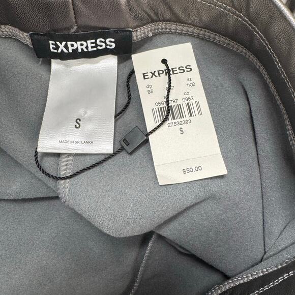 NWT Express Womens Metallic Stretch Mid Rise Faux Leather Skinny Leg Pants S - Picture 9 of 12